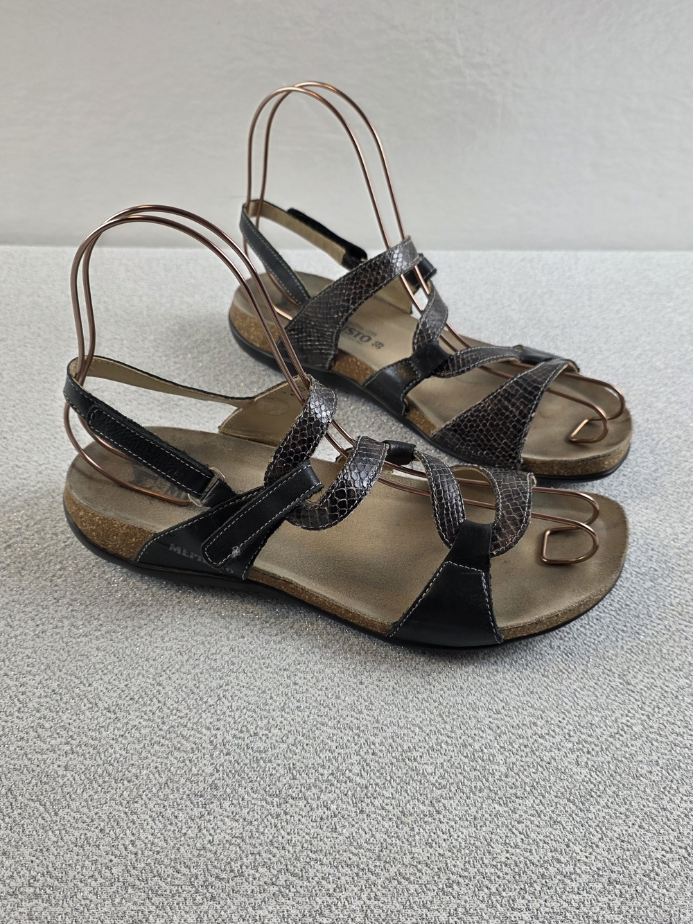 Mephisto Textured Strappy Women's Sandals Black Brown Wmn's 39/9